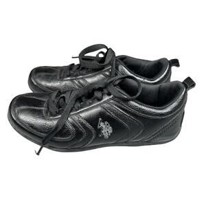US Polo Assn. womens black tie up casual comfort athletic shoes Sneakers Sz 6